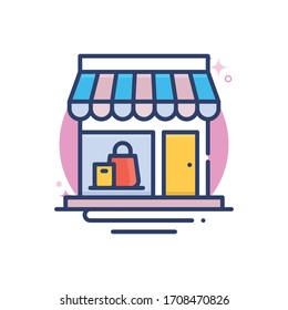 Shop vector illustration.  Startup and new business filled outline icon.