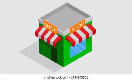 Shop vector isolated on white background, isometric