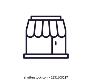 Shop vector line icon. Premium quality logo for web sites, design, online shops, companies, books, advertisements. Black outline pictogram isolated on white background 