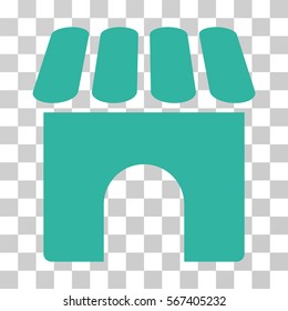 Shop vector pictogram. Illustration style is flat iconic cyan symbol on a transparent background.
