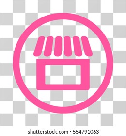 Shop vector rounded icon. Image style is a flat icon symbol inside a circle, pink color, transparent background.