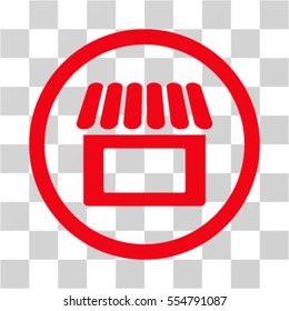 Shop vector rounded icon. Image style is a flat icon symbol inside a circle, red color, transparent background.