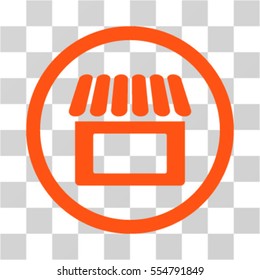 Shop vector rounded icon. Image style is a flat icon symbol inside a circle, orange color, transparent background.