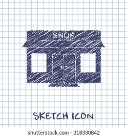 shop vector sketch icon 