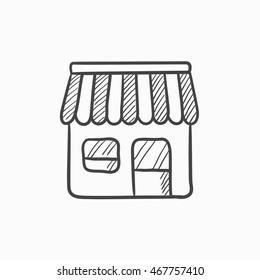 Shop vector sketch icon isolated on background. Hand drawn Shop icon. Shop sketch icon for infographic, website or app.