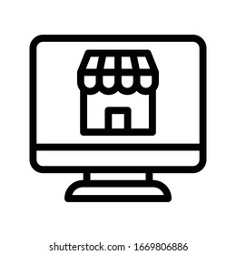 icono de línea delgada del vector de tienda 