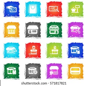 shop vector web icons in grunge style for user interface design