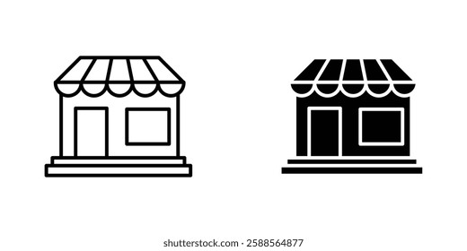 Shop vectors icons set in filled and strokes on white background