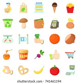 Shop with vegetables icons set. Cartoon set of 25 shop with vegetables vector icons for web isolated on white background