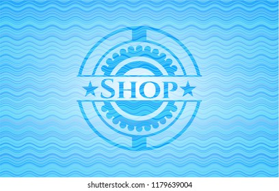 Shop water wave representation style emblem.