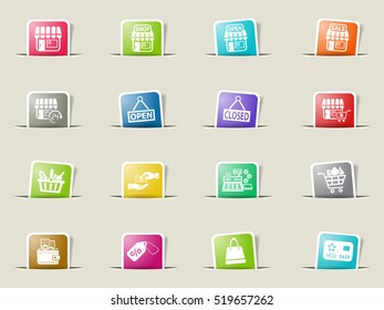shop web icons on color paper bookmarks