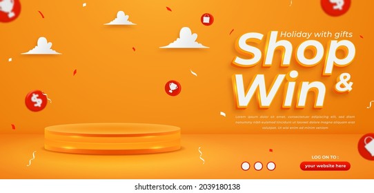 Shop And Win, Invitation Contest Horizontal Banner Template