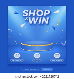 Shop and win invitation contest social media banner template - Shutterstock ID 2021728742