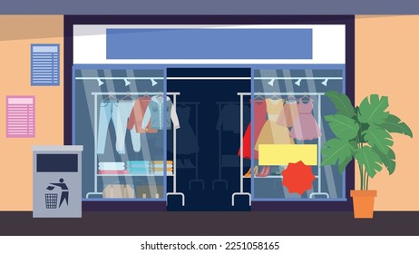 Ver ventana con ropa - ilustración