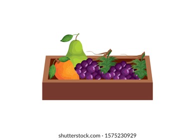 Shop wood box with products design, Store market shopping commerce retail buy and paying theme Vector illustration