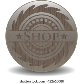 Shop wood emblem. Retro