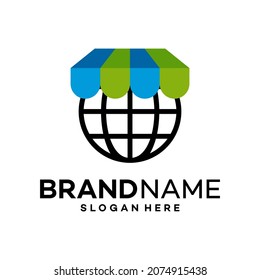 Plantilla de diseño del logotipo del mundo de compras Vector de iluminación