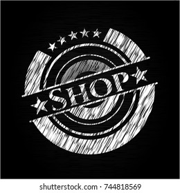 Shop written on a blackboard