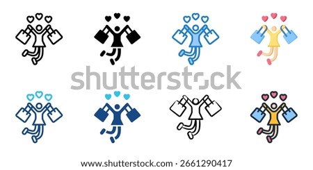 Shopaholic icon set multiple style collection 
