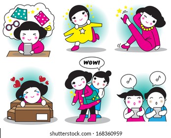 Shopaholic illustration set