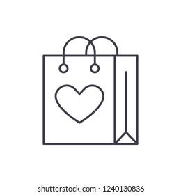 Shopaholic line icon concept. Shopaholic vector linear illustration, symbol, sign