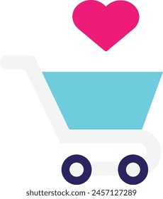 Shopaholic Sale Cart Icon Vector Flat Illustration