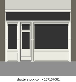 Shopfront with Black Windows. Light Store Facade. Vector.