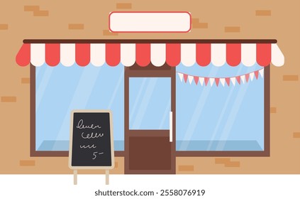 Shopfront Facade Entryway Vector Illustration