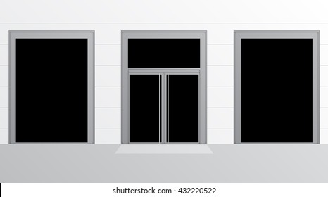 Shopfront with large windows. 