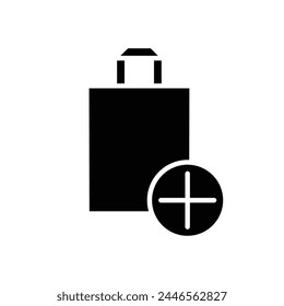 shoping bag add solid black icon thin lines vector design good for website and mobile app