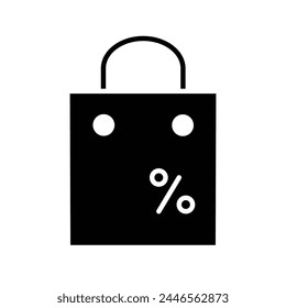 shoping bag discount solid black icon thin lines vector design good for website and mobile app