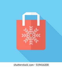 Shoping bag icon . Flat design style modern vector illustration. Isolated on stylish color background. Flat long shadow icon. Elements in flat design.