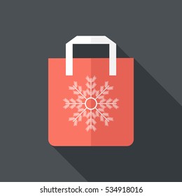 Shoping bag icon .Flat design style modern vector illustration. Isolated on stylish color background. Flat long shadow icon. Elements in flat design.