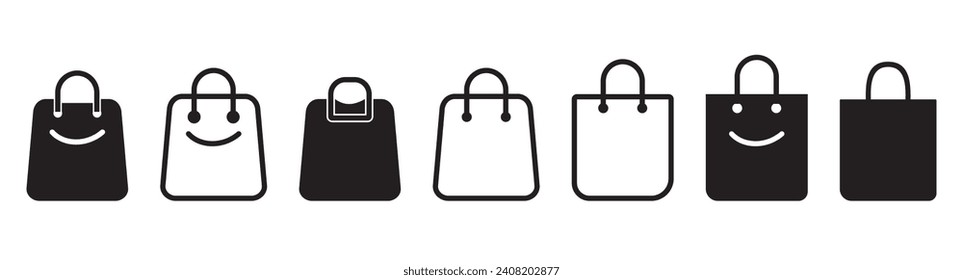 Shoping bag icon in flat style. Handbag sign vector illustration on white isolated background. Package business concept.