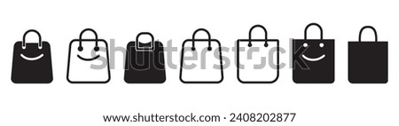 Shoping bag icon in flat style. Handbag sign vector illustration on white isolated background. Package business concept.