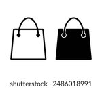 shoping bag icon logo black outline design