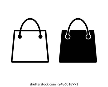 shoping bag icon logo black outline design