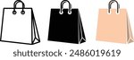 shoping bag icon logo outline black 
 flat design illustrator