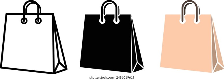 icono de la bolsa de compras logo contorno negro 
 ilustrador de diseño plano