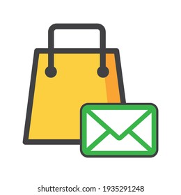 shoping bag illustration. shoping bag with message icon. can use for, icon design element,ui, web, app.