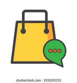 ilustración de la bolsa de compras. bolso de compras con icono de mensaje. puede utilizarse para, icon design element,ui, web, app.