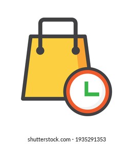 shoping bag illustration. shoping bag with time icon. can use for, icon design element,ui, web, app.