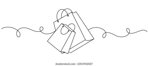 Ilustración vectorial de la línea de la bolsa de compras