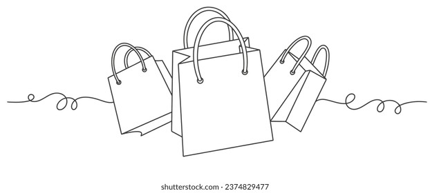 Shoping bag line art vector illustration