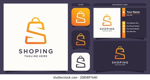 Shoping bag logo design with letter S concept Premium Vector