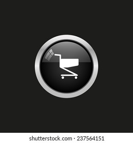 Shoping basket, black button, vector