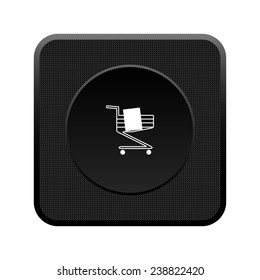 Shoping basket  black square plastic button, vector, EPS 10
