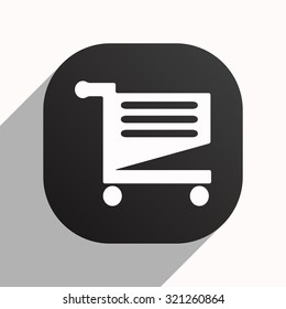 Shoping basket. icon. vector design, black button for Mobile Applications