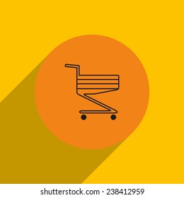 Shoping basket on an orange background with shadow, vector, EPS 10