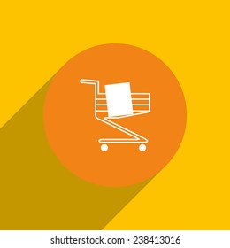 Shoping basket on an orange background with shadow, vector, EPS 10